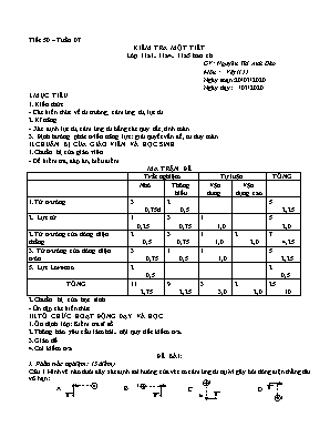 Giáo án Vật lý Lớp 11 (Ban cơ bản) - Tiết 50 Kiểm tra 1 tiết - Năm học 2019-2020 - Nguyễn Thị Anh Đào